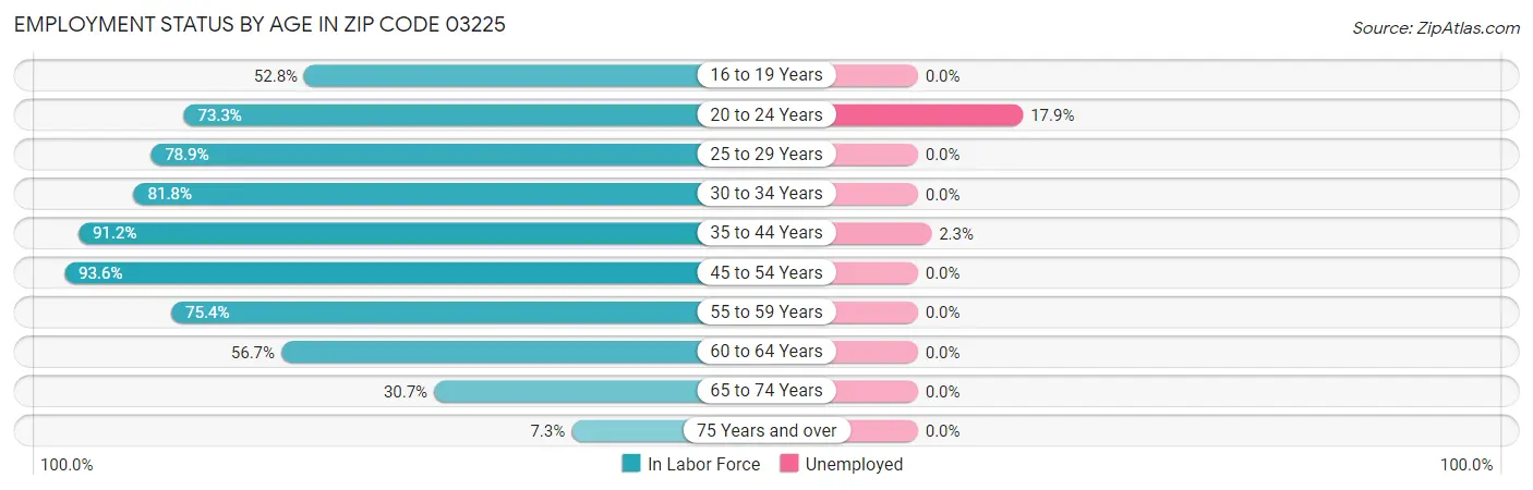 Employment Status by Age in Zip Code 03225