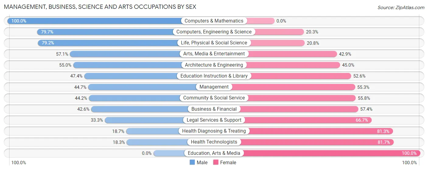 Management, Business, Science and Arts Occupations by Sex in Zip Code 03287