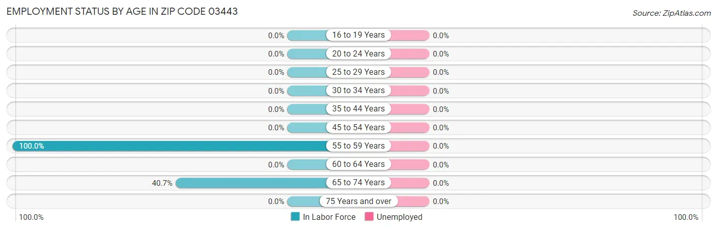 Employment Status by Age in Zip Code 03443