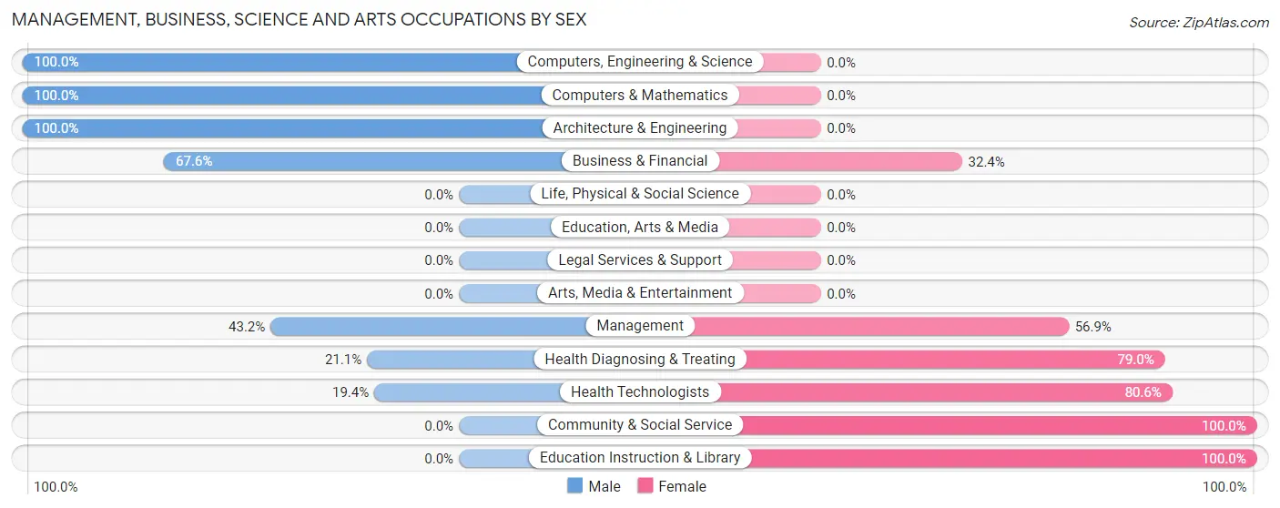 Management, Business, Science and Arts Occupations by Sex in Zip Code 03584
