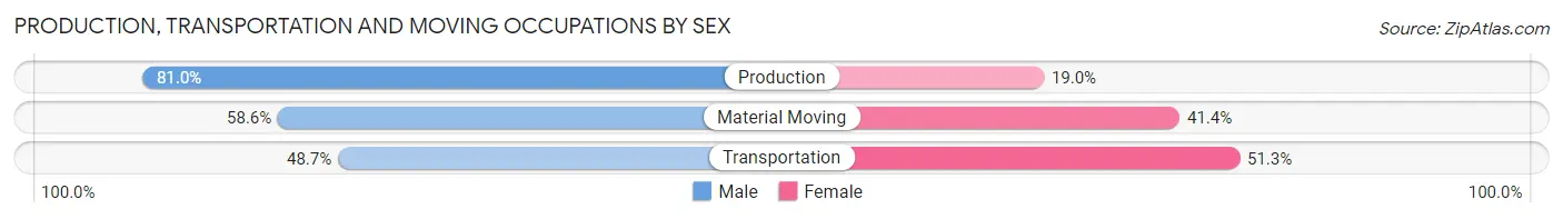 Production, Transportation and Moving Occupations by Sex in Zip Code 03823