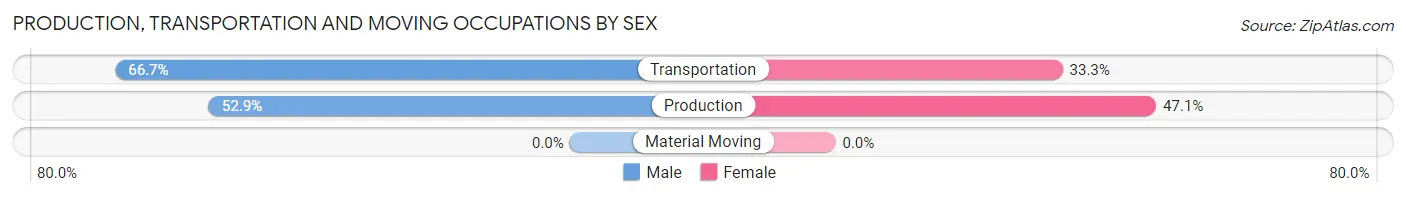Production, Transportation and Moving Occupations by Sex in Zip Code 03837