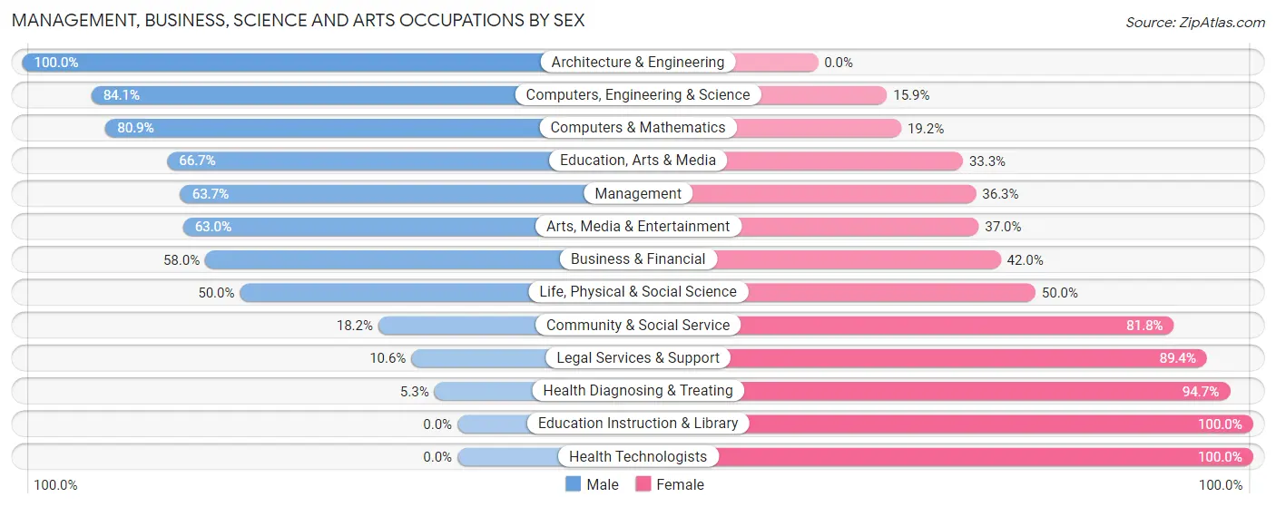 Management, Business, Science and Arts Occupations by Sex in Zip Code 03841