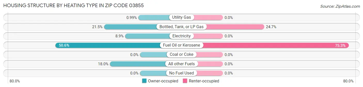 Housing Structure by Heating Type in Zip Code 03855