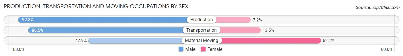 Production, Transportation and Moving Occupations by Sex in Zip Code 03858
