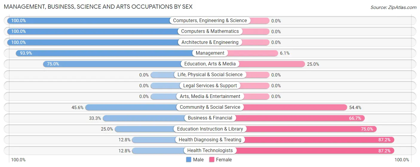 Management, Business, Science and Arts Occupations by Sex in Zip Code 03902