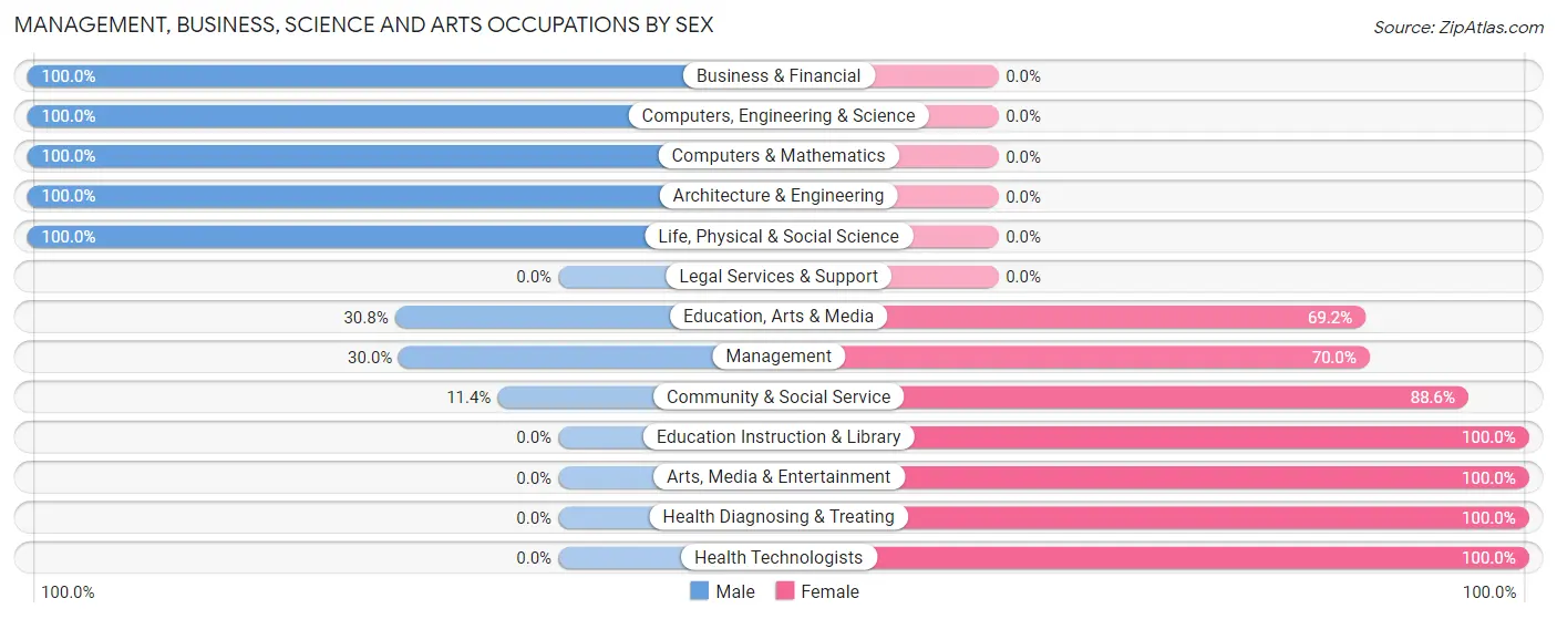 Management, Business, Science and Arts Occupations by Sex in Zip Code 04063