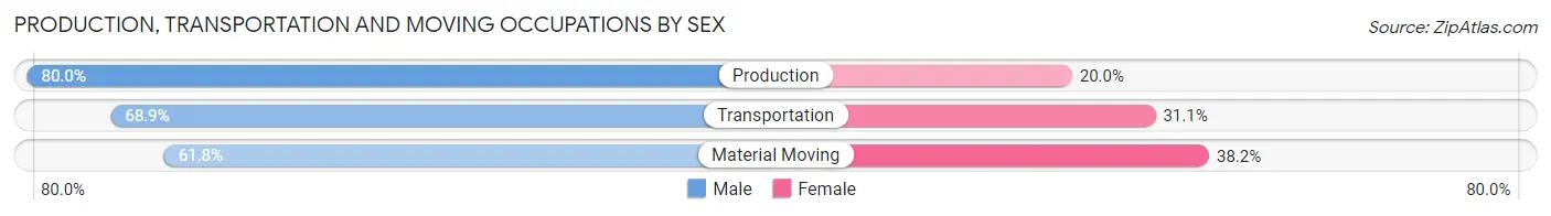 Production, Transportation and Moving Occupations by Sex in Zip Code 04087
