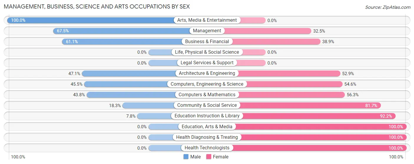Management, Business, Science and Arts Occupations by Sex in Zip Code 04095
