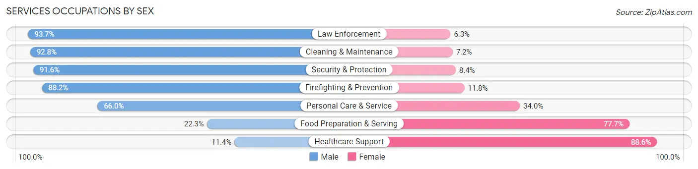 Services Occupations by Sex in Zip Code 04210