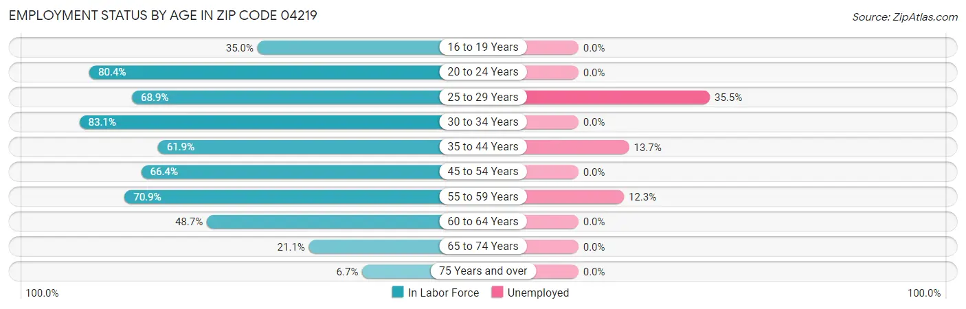 Employment Status by Age in Zip Code 04219