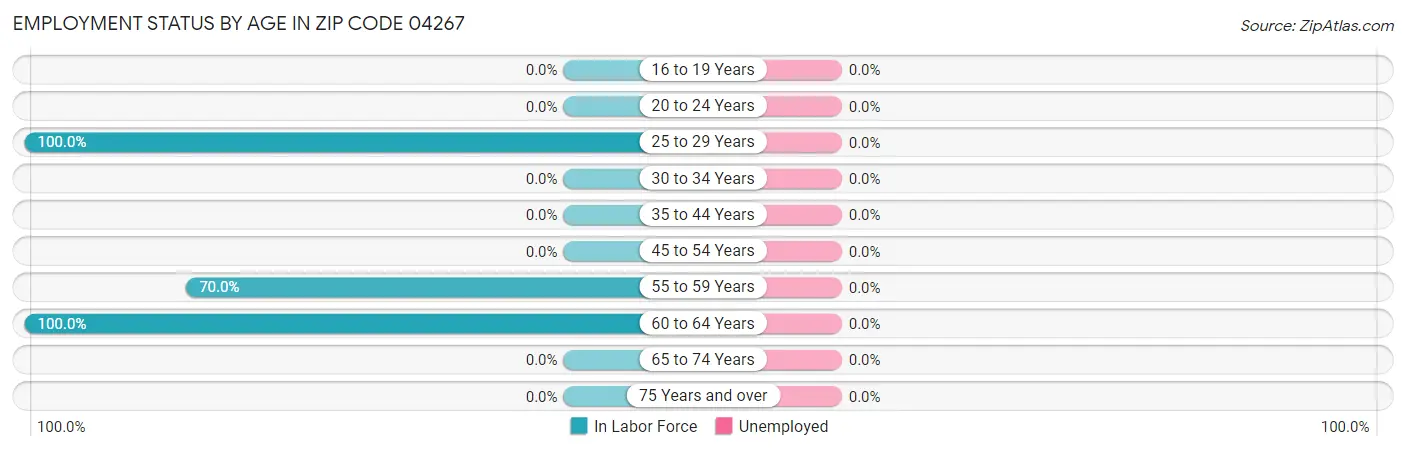 Employment Status by Age in Zip Code 04267