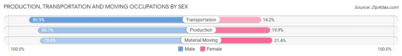 Production, Transportation and Moving Occupations by Sex in Zip Code 04348