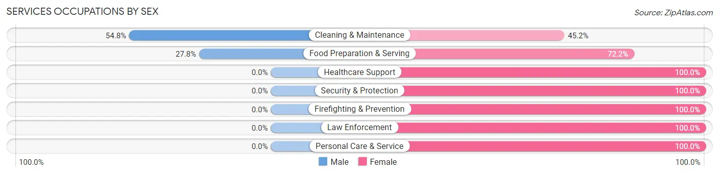Services Occupations by Sex in Zip Code 04354