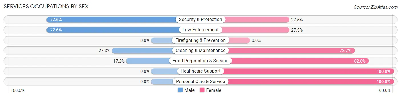 Services Occupations by Sex in Zip Code 04414