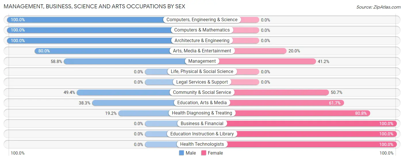 Management, Business, Science and Arts Occupations by Sex in Zip Code 04441
