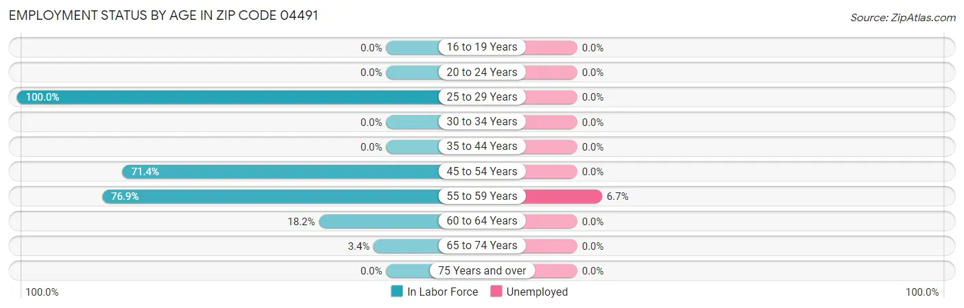 Employment Status by Age in Zip Code 04491