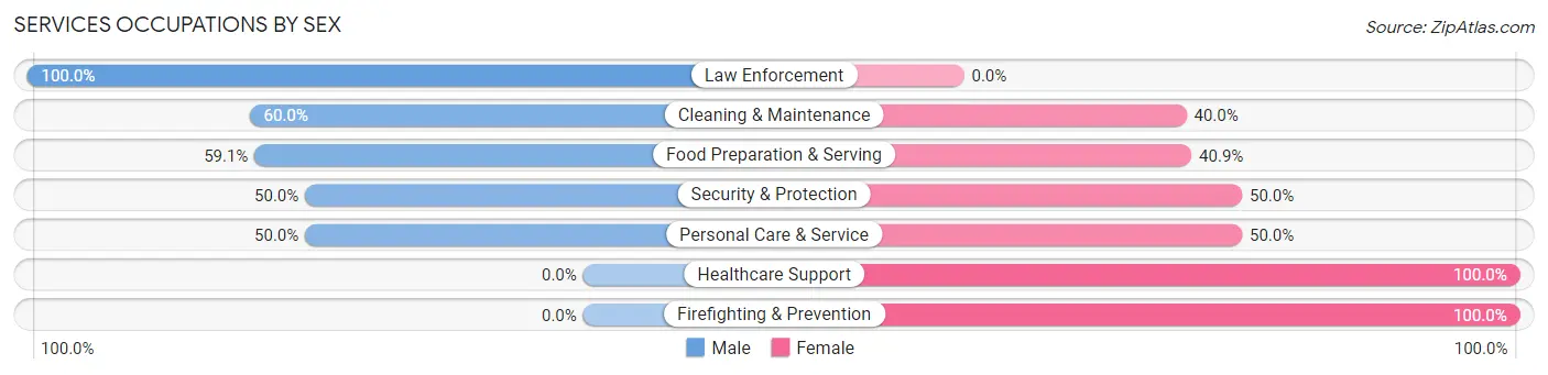 Services Occupations by Sex in Zip Code 04556