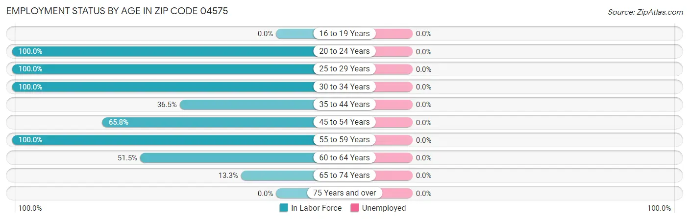 Employment Status by Age in Zip Code 04575