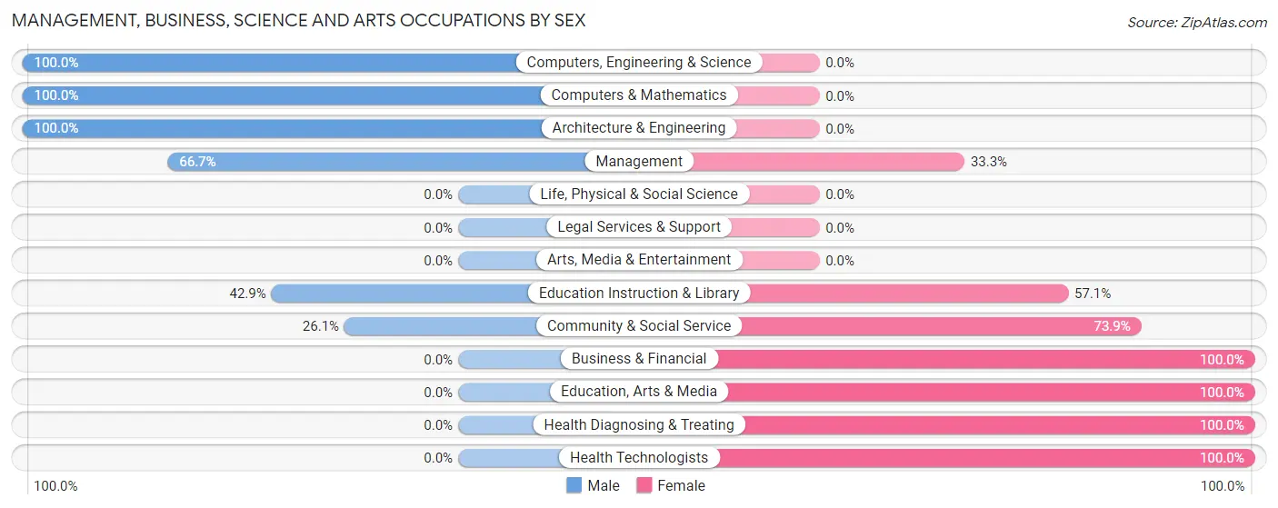 Management, Business, Science and Arts Occupations by Sex in Zip Code 04745