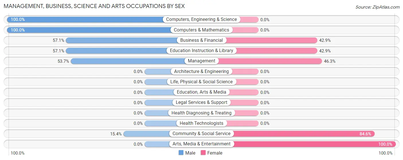 Management, Business, Science and Arts Occupations by Sex in Zip Code 04863