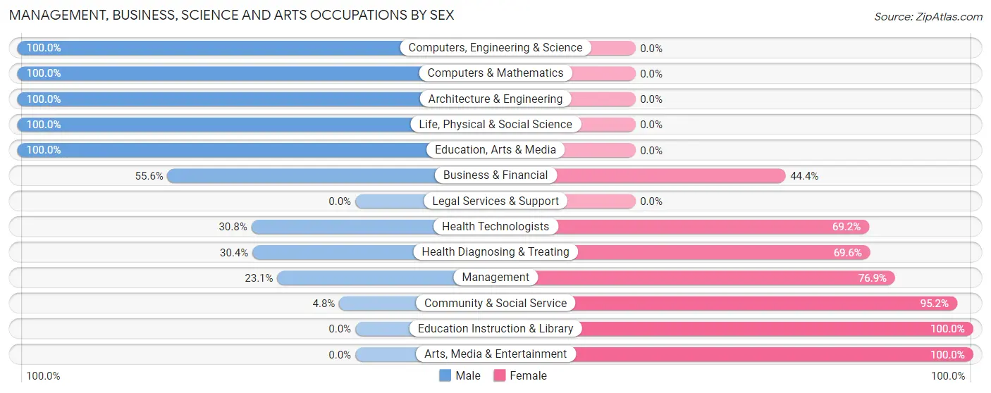 Management, Business, Science and Arts Occupations by Sex in Zip Code 04943