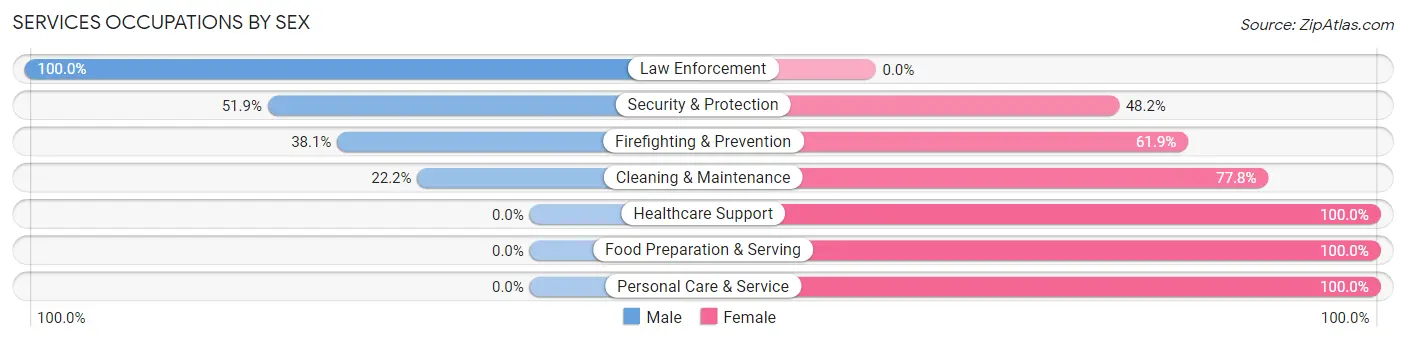 Services Occupations by Sex in Zip Code 04955