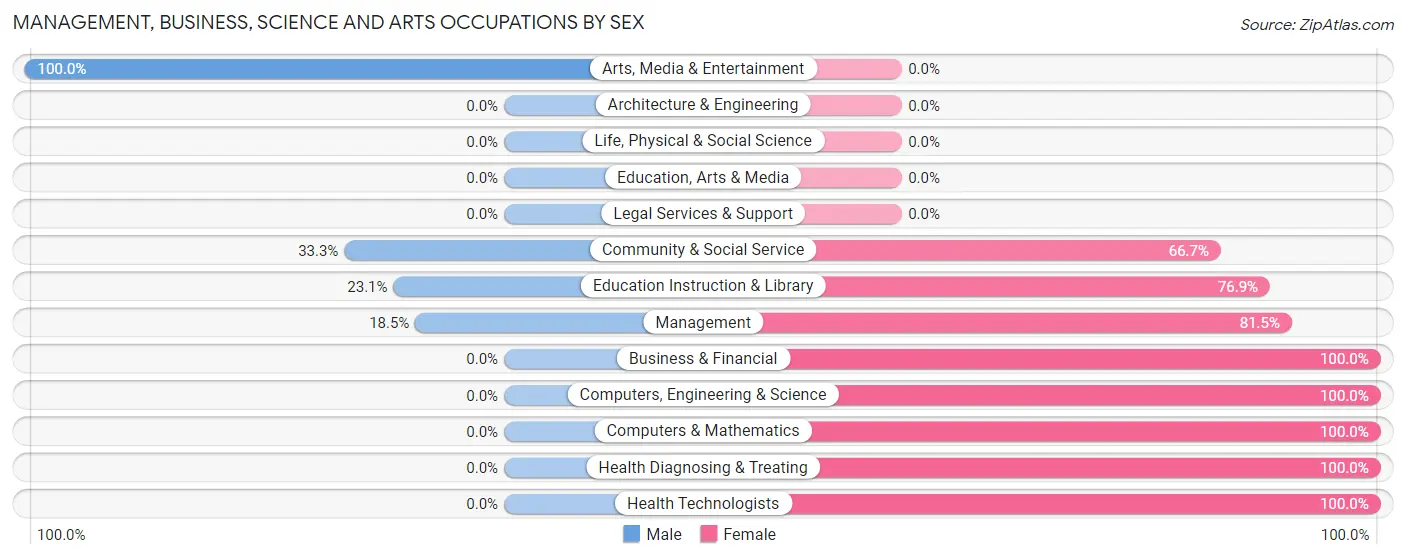 Management, Business, Science and Arts Occupations by Sex in Zip Code 04961