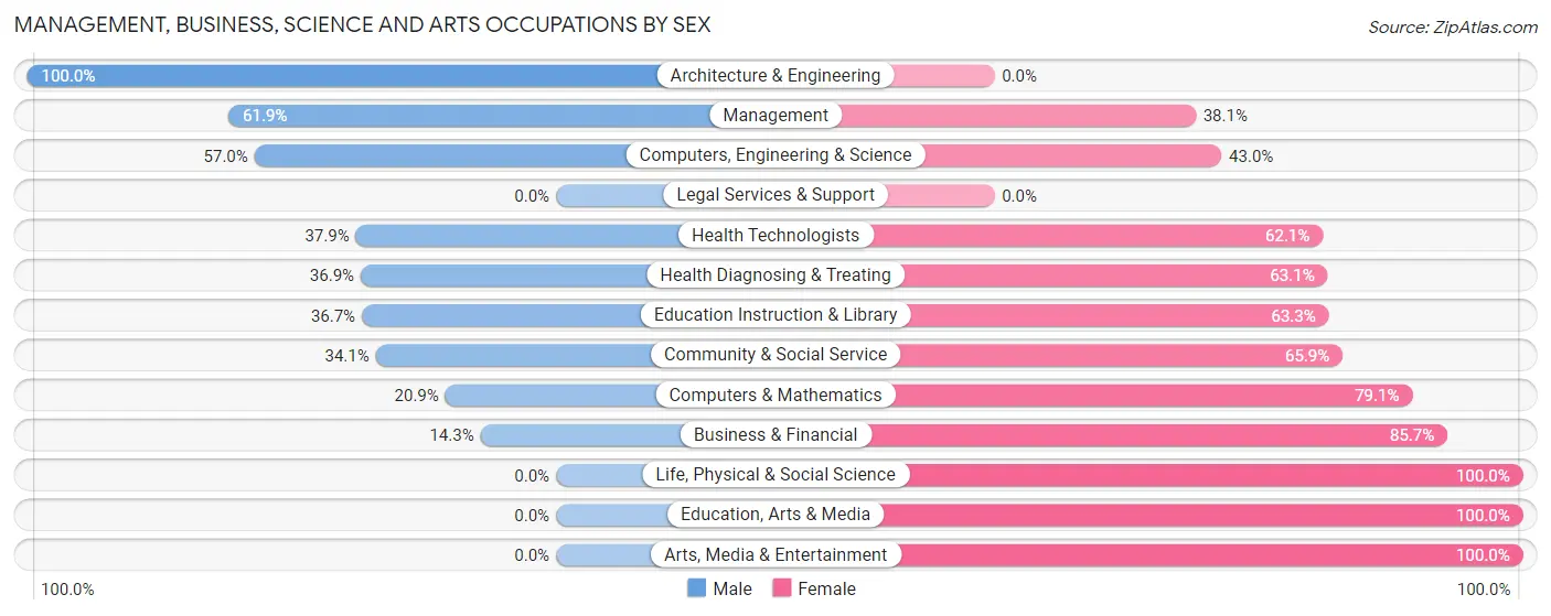 Management, Business, Science and Arts Occupations by Sex in Zip Code 04963