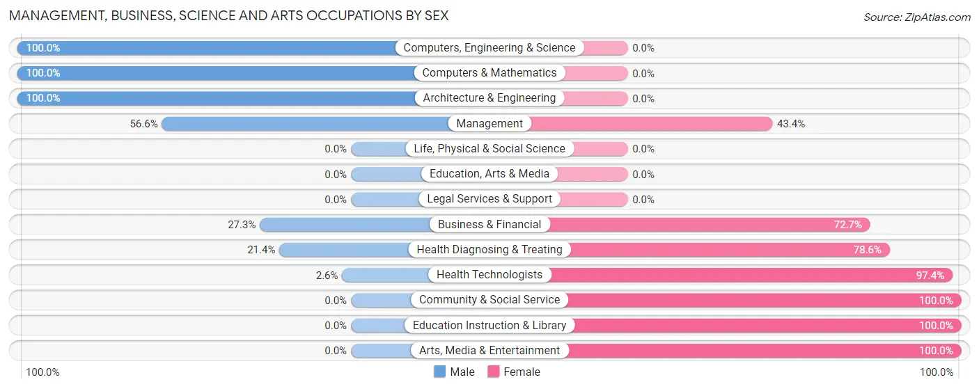 Management, Business, Science and Arts Occupations by Sex in Zip Code 04969