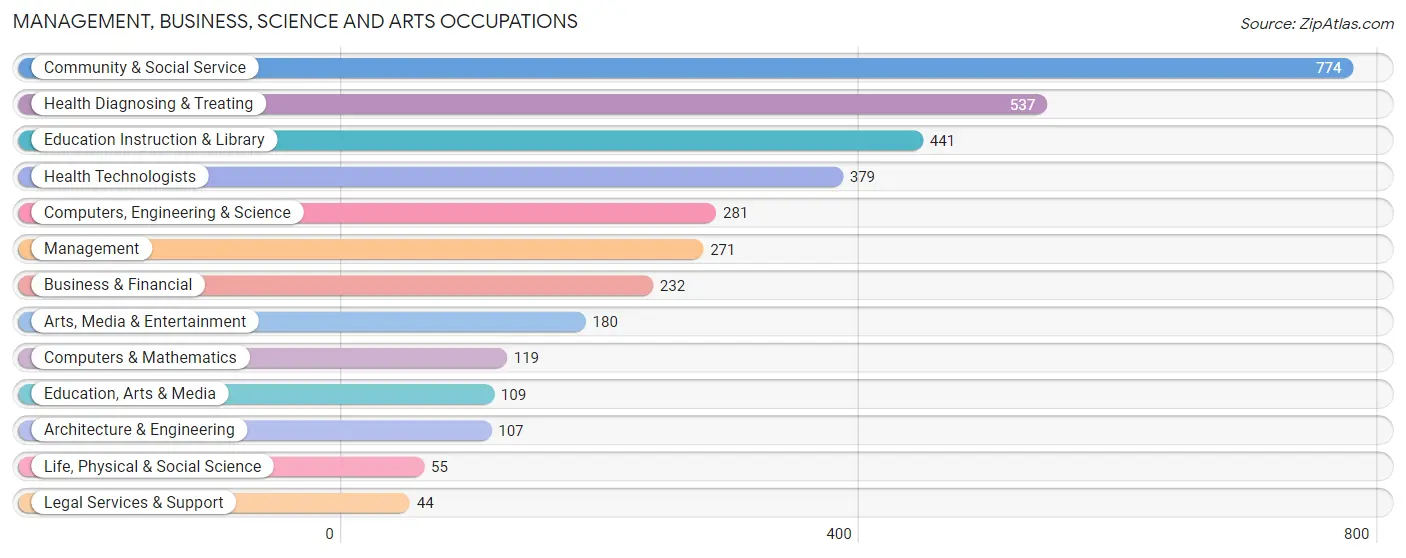 Management, Business, Science and Arts Occupations in Zip Code 05001