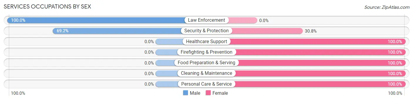 Services Occupations by Sex in Zip Code 05829