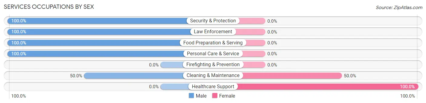 Services Occupations by Sex in Zip Code 05903