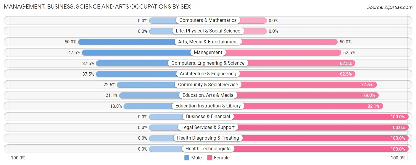 Management, Business, Science and Arts Occupations by Sex in Zip Code 05906