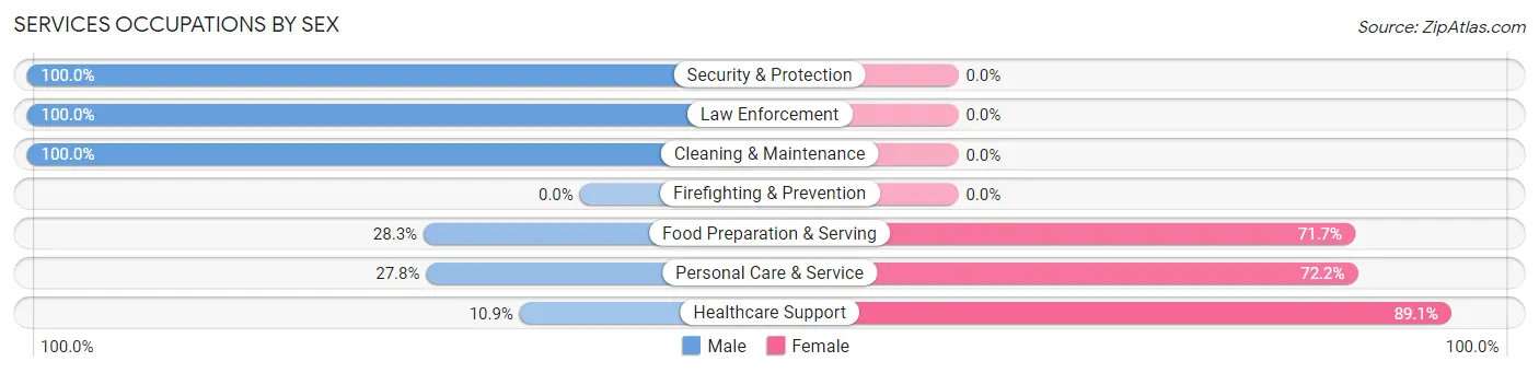 Services Occupations by Sex in Zip Code 06235