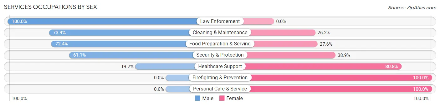Services Occupations by Sex in Zip Code 06278