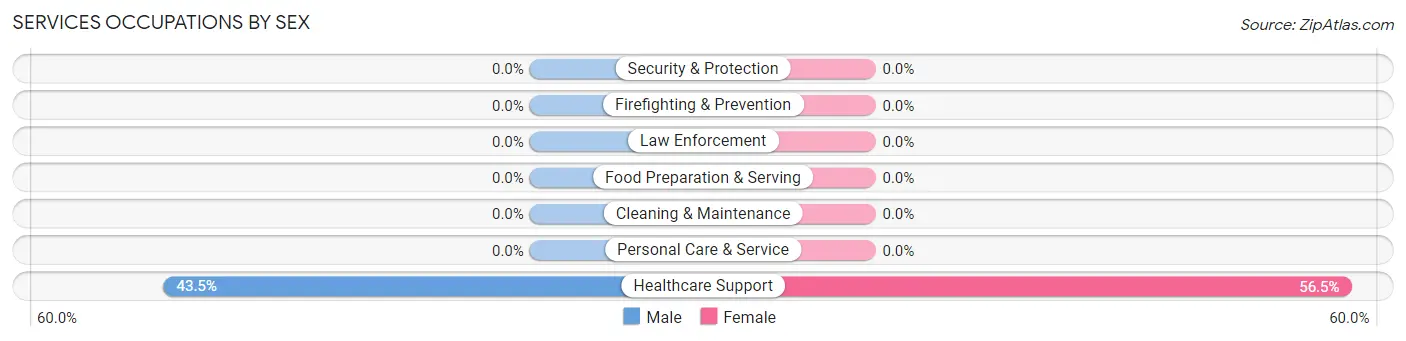 Services Occupations by Sex in Zip Code 06387