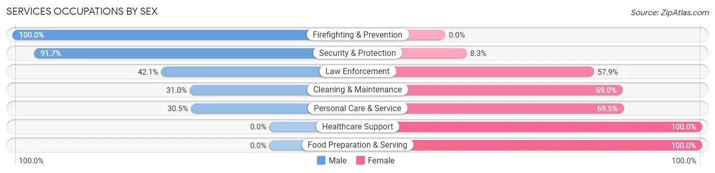 Services Occupations by Sex in Zip Code 06475