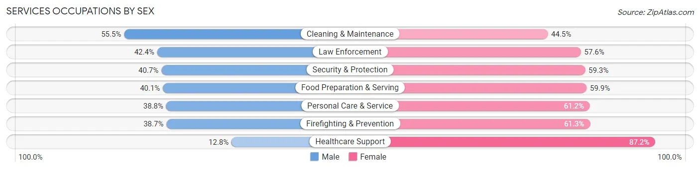 Services Occupations by Sex in Zip Code 06705
