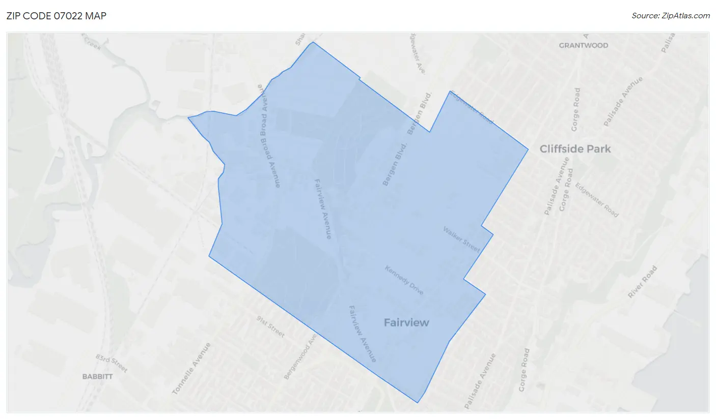 Zip Code 07022 Map