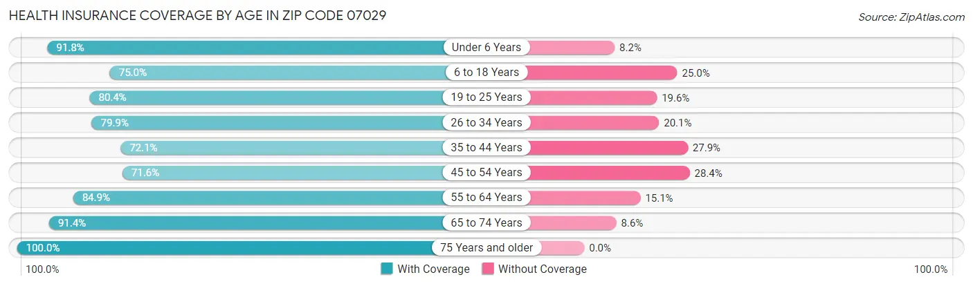 Health Insurance Coverage by Age in Zip Code 07029