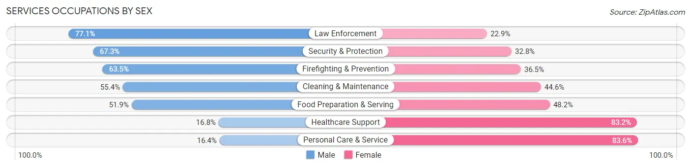 Services Occupations by Sex in Zip Code 07032