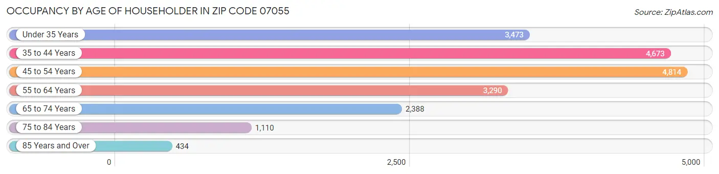 Occupancy by Age of Householder in Zip Code 07055