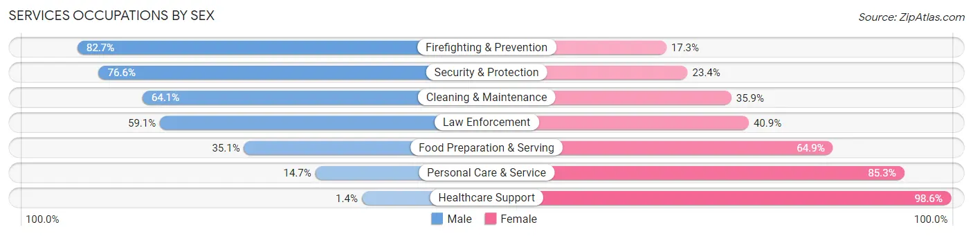 Services Occupations by Sex in Zip Code 07060