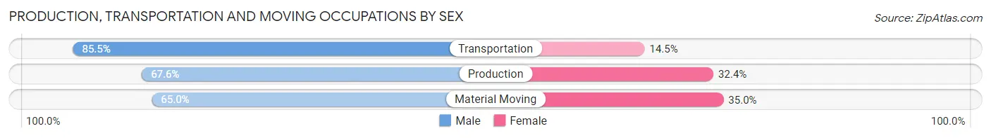 Production, Transportation and Moving Occupations by Sex in Zip Code 07202