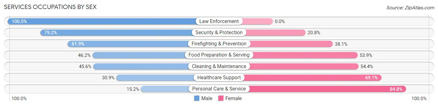 Services Occupations by Sex in Zip Code 07405