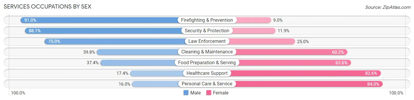 Services Occupations by Sex in Zip Code 07501