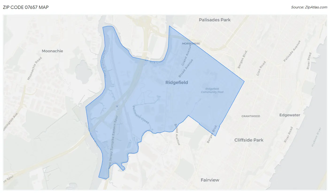 Zip Code 07657 Map