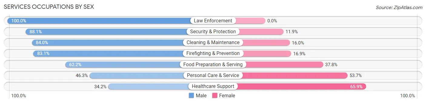 Services Occupations by Sex in Zip Code 07676