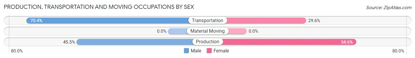 Production, Transportation and Moving Occupations by Sex in Zip Code 07704